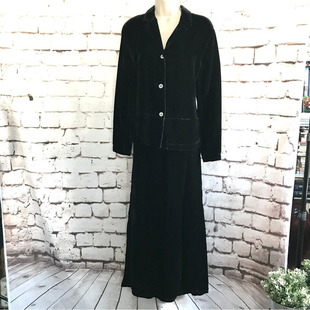 Vintage JOHN PAUL RICHARD Fairy Grunge Black Velvet Goth Whimsigoth Maxi Skirt S - Picture 3 of 12
